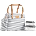 Lakefvgk Insulated Lunch Bag - Large Leakproof Tote For Work & Travel, Cute Floral Design, Fits 3-4 Containers (White) - View #13