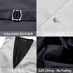 Barry.Wang Mens Silver Grey Formal Suit Vest V-neck