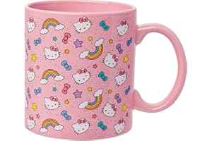 Silver Buffalo Sanrio Hello Kitty Whimsical Pastel Mug with Stars, Rainbows, and Bows, 20 Ounces