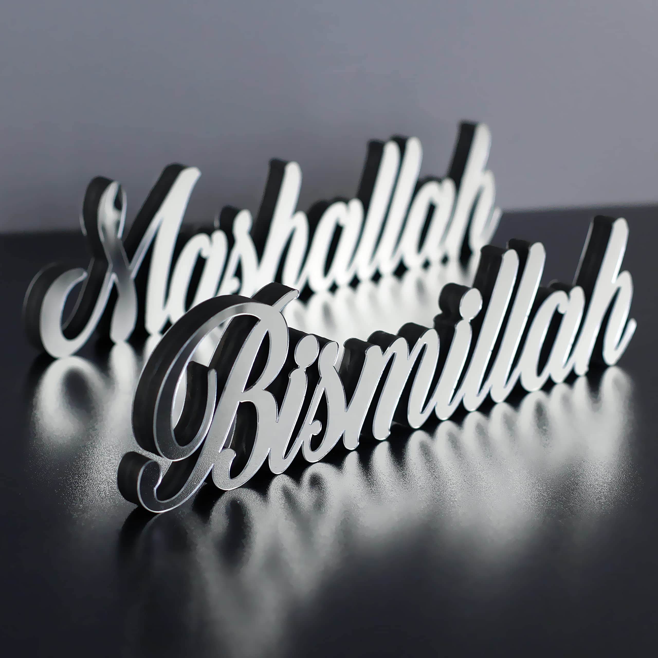 iwa concept Bismillah-Mashallah Silver | Home Decor or Islamic Decor for Table or Shelves | Home Decorations for Ramadan Gifts | Eid Decorations | Islamic Ramadan Gift | Islamic Table Decor
