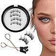 wiwoseo Magnetic Eyelashes Natural Look Magnetic Lashes No Glue Magnetic Eyelashes without Eyeliner Clear Band Lashes Wispy Cluster Lashes Look Like Extensions Magnetic Eyelashes with Applicator