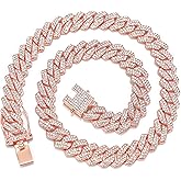 Naisluo Mens Cuban Link Chain Iced Out Miami Cuban Necklace Silver/Gold/Rose Gold Bling Diamond Chains Hip Hop Jewelry Gift for Men Women 16-24inches