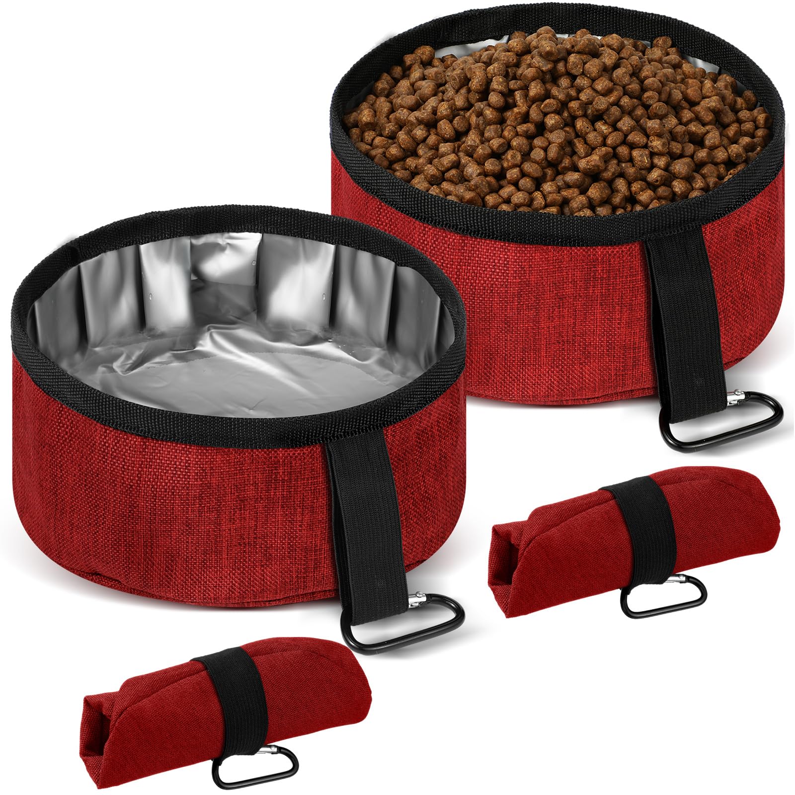 Photo 1 of Meanplan 2 Pack Portable Dog Bowls Foldable Travel Dog Dish Portable Puppy Water and Food Bowl Pet Hiking Accessories for Small and Large Pets(Red,40 oz)