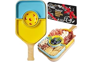 DWATAN Pickleball Paddle Snack Tray Set, Ceramic Serving Plate with Charcuterie Cutting Board, Unique Pickleball Gifts for Pickleball Lovers