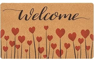 HinyBoeh Valentine's Day-Welcome-Doormat for Spring-Outdoor - Red-Heart-Love Coir-Front-Door-Mat with Non-Slip for Wdding Home Decor(30 * 17inch)