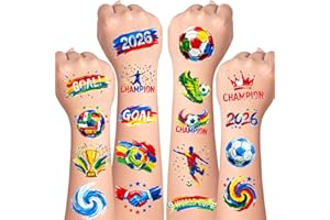 Soccer Temporary Tattoos Kids 45 Pcs World Cup Fans Tattoos for Kids, Adult, Teens, Oil Painting Style, Soccer Party Favors, 