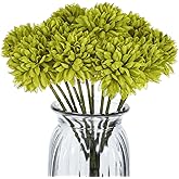 12 Pcs Artificial Chrysanthemums Flowers, Fake Silk Ball Flowers Mums Bouquets Arrangements Green Silk Flower for St Patricks Day Wedding Home Decor Table Centerpiece