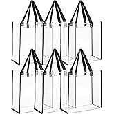 6 Packs Stadium Approved Clear Tote Bag Clear Plastic Tote Bags with Handles Clear Stadium Bag Clear Beach Bag Purse Transparent Bag See Through Tote Bag for Work Sports Concert 12 x 12 x 6 Inch