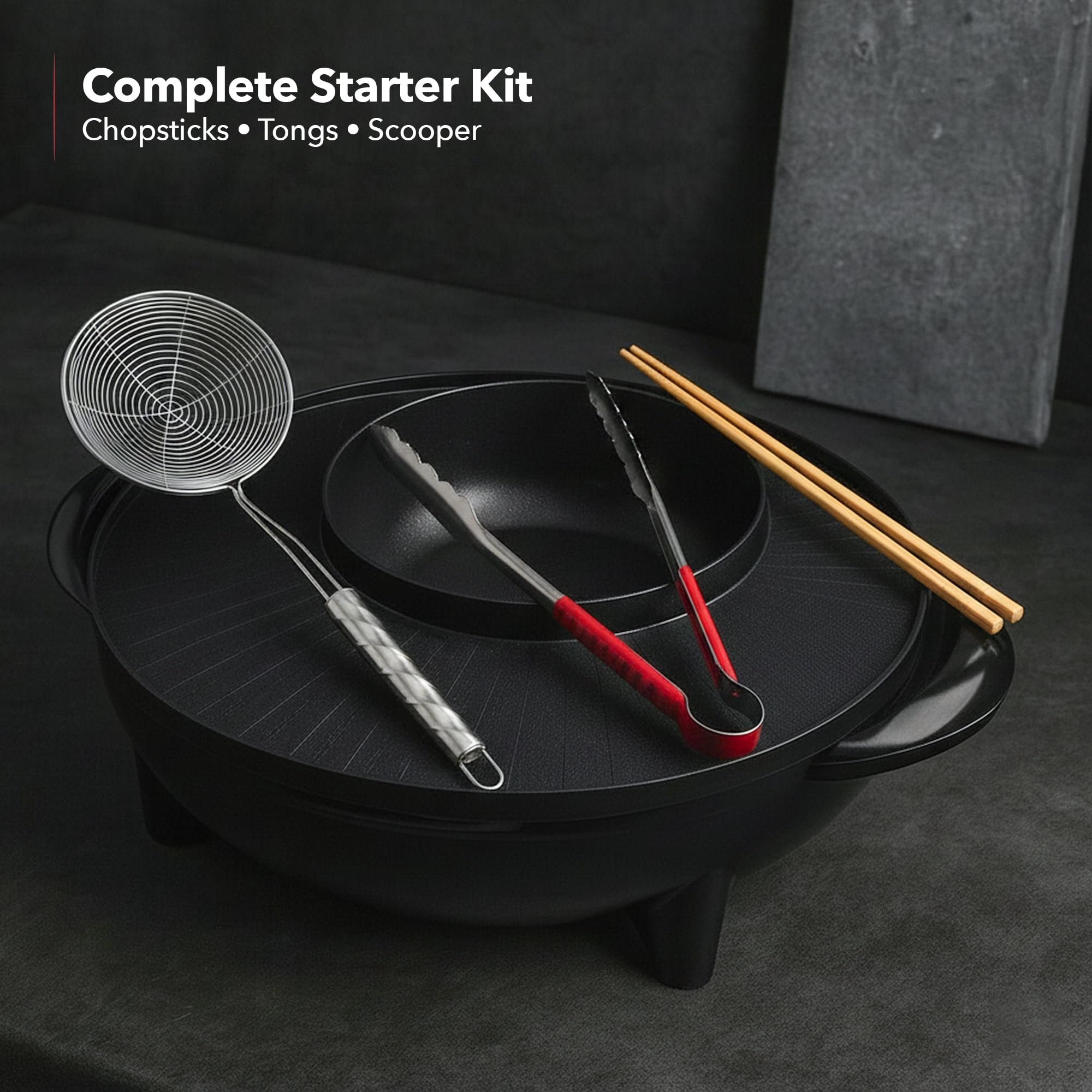 OVENTE Electric Hot Pot and Grill Combo, 2-in-1 Portable Countertop Cooker with Temperature Control Perfect for Korean BBQ, Shabu Shabu and Soup with Free Strainer, Chopsticks and Tong, Black GH10133B