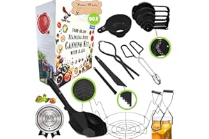 Supa Ant Black Canning Supplies Starter Kit-10 pc. Canner Accessories with Canning Rack for Jars, XL Ladle, Wide Mouth Jar Fu