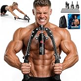 EAST MOUNT Chest Expander, 3-in-1 Hydraulic Twister Arm Trainer | 15-Level 30-440LB Adjustable Resistance with Ab Roller for Chest, Arms &amp; Core Strength Training at Home
