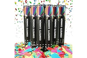 OCEANWINGS Biodegradable Confetti Cannon Easy Clean - 6 Pack Party Poppers Confetti Shooters for Birthday Graduation Wedding New Year’s Eve Celebration Office Prank, Large Confetti Cannon