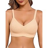 Avidlove Womens Wireless Bras Soft Lace Bras No Show Full Coverage Bralette Smooth T Shirt Everyday Bra Nude XXL