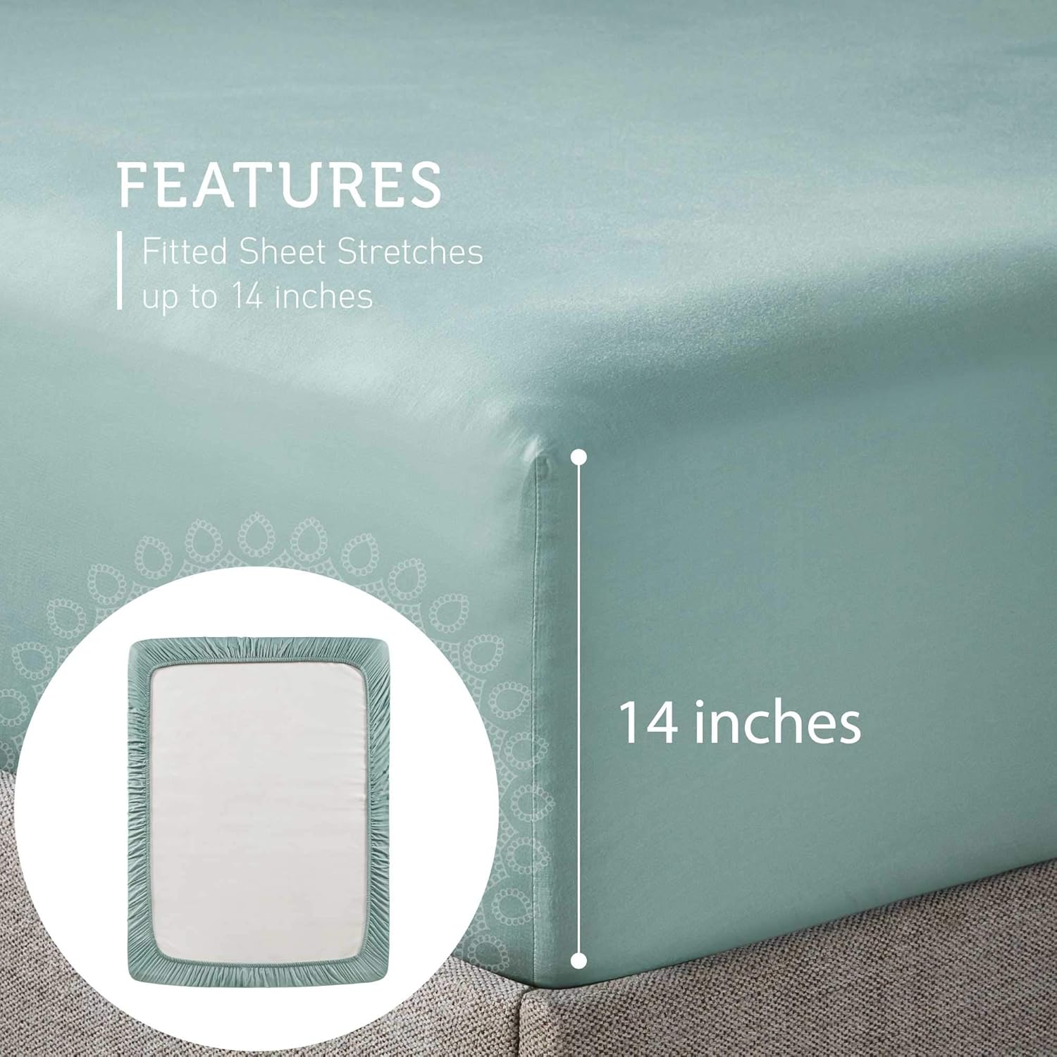 Hyde Lane 400TC Teal King Size Fitted Sheet Only | 100% Cotton Stretch Fitted Sheet | Fits Mattress Up to 14 Inches with Deep Pocket | Soft & Durable - Shrink & Pilling Proof: Home & Kitchen