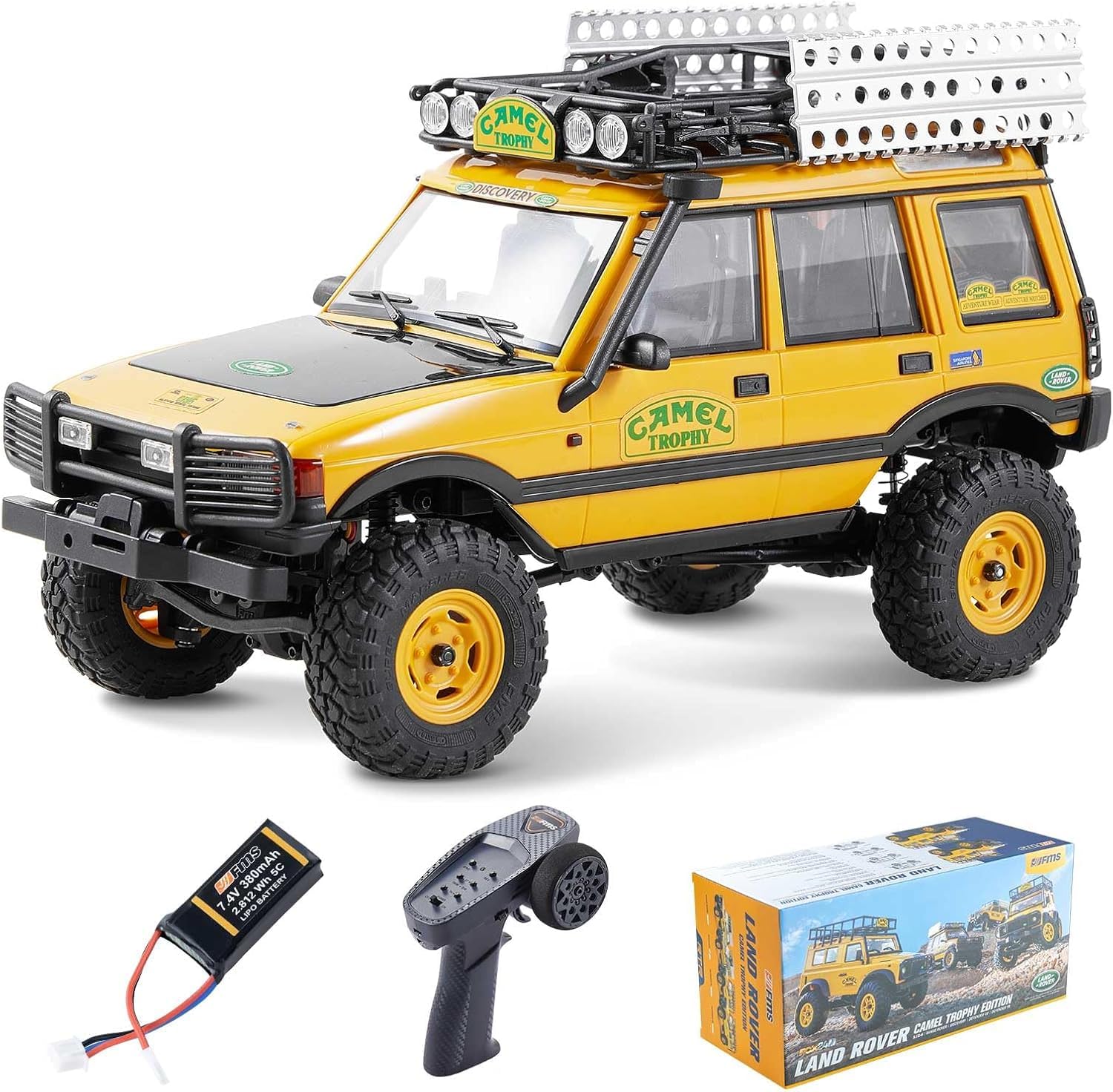 EAZYRC FMS 1/24 FCX24M RC Crawler RTR, Land Rover Series with Licensed, 1/24 RC Truck 4X4 Mini RC Car with Lighting, 2.4Ghz Remote Control,Battery (Discovery)