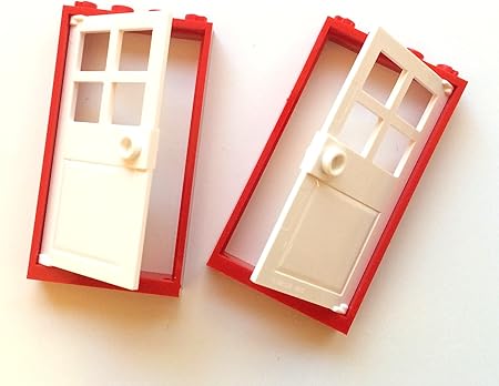 Amazon Lego レゴ パーツ ドア枠 type2 ドアフレーム 赤 1x4x6 とドア 扉 白 1x4x6 ブロック おもちゃ