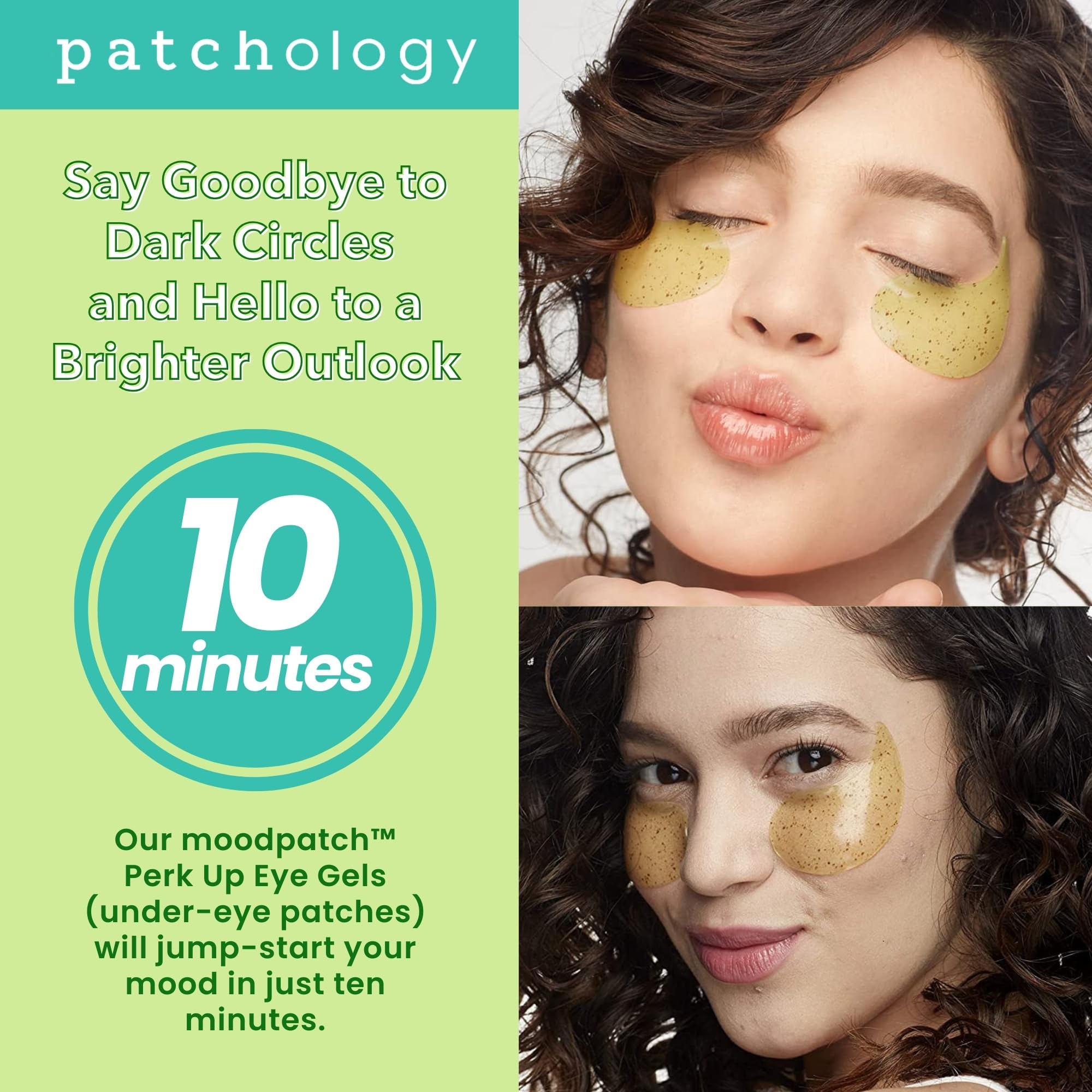 Patchology Perk Up Hydrating Under Eye Masks with Green Tea - Undereye Patches For Dark Circles and Puffy Eyes Care, Treatment & Moisturizer - Eye Bags, Puffiness & Wrinkle Reducer (5 Pairs)