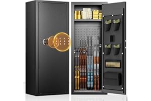 Bonusall 10-14 Rifle Gun Cabinet,Home Gun Safe for Rifles and Pistols,Keypad Gun Safe for Rifles with Lock,Quick Access Gun Safes & Cabinets with Removable Shelf,Handgun Pockets