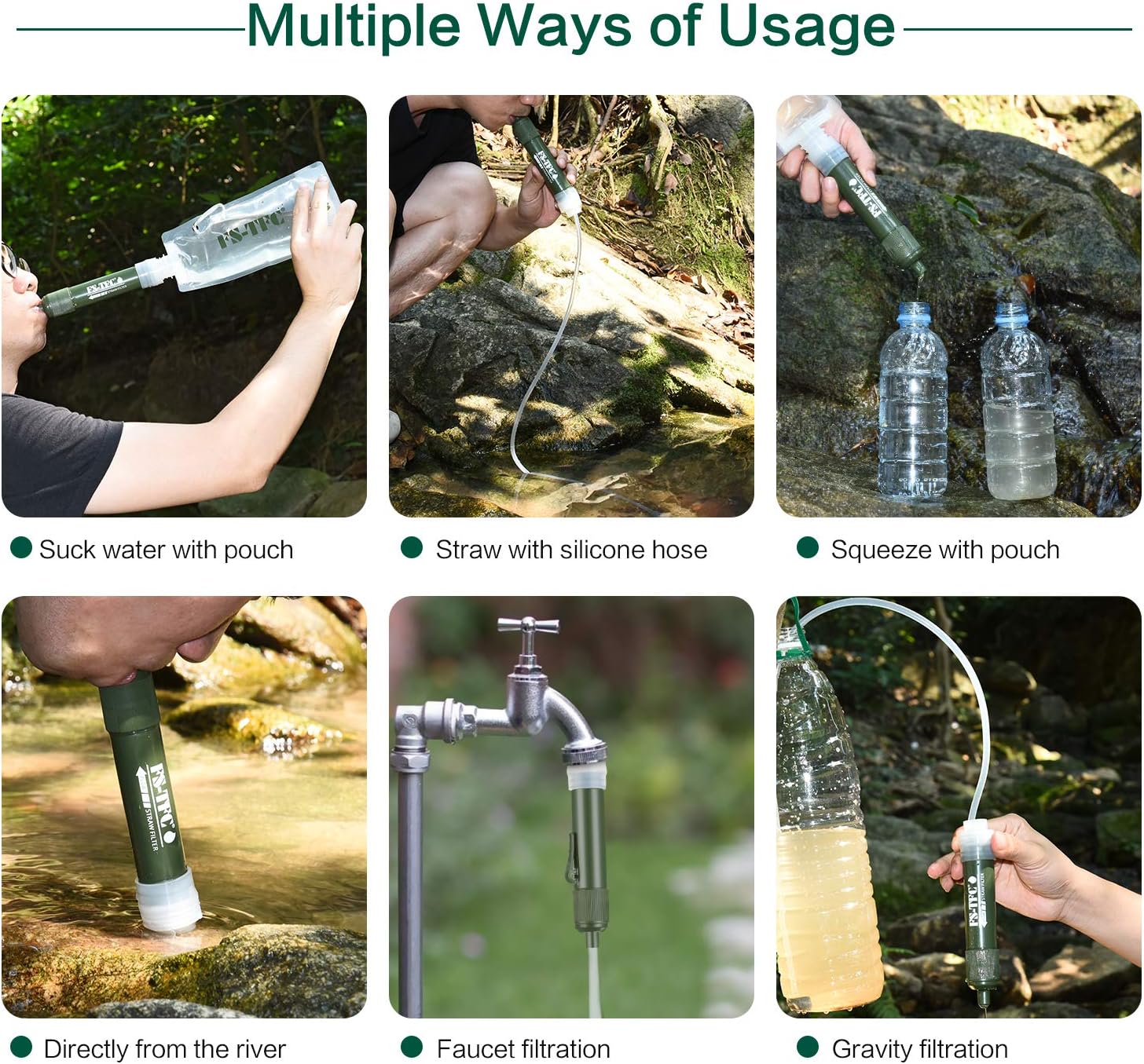 FS-TFC Personal Water Filter Straw Mini Water Purifier Survival Gear for Hiking, Camping, Travel and Emergency Preparedness: Industrial & Scientific