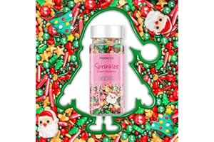NOMECA Christmas Sprinkles for Cake Decorating - Star Santa Cake Sprinkle Cupcake Tree Sprinkles Mix for Holiday Cookie Jimmies for Ice Cream Edible for Children Red Green Gold Sprinkle - 3.5 oz