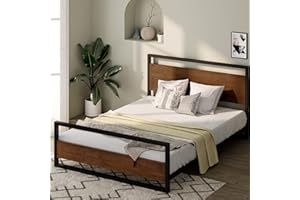 ZINUS Suzanne Bamboo and Metal Platform Bed Frame with Footboard, Wood Slat Support, No Box Spring Needed, Easy Assembly, King