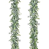 Lvydec 2 Pack Artificial Eucalyptus Garland, Fake Eucalyptus Greenery Garland Wedding Backdrop Arch Wall Decor, 5.5 Feet/Strand Fake Hanging Plant for Table Festival Party Decoration