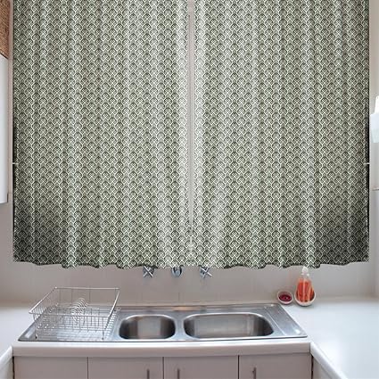 Amazon Com Ofloral Kitchen Curtains Geometric Rhombuses Stripes