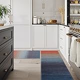 LEEVAN Rainbow Kitchen Mat 2 PCS, Non-Slip Waterproof Kitchen Rugs, Gradient Anti Fatigue Kitchen Rugs and Mats, Comfort Stan