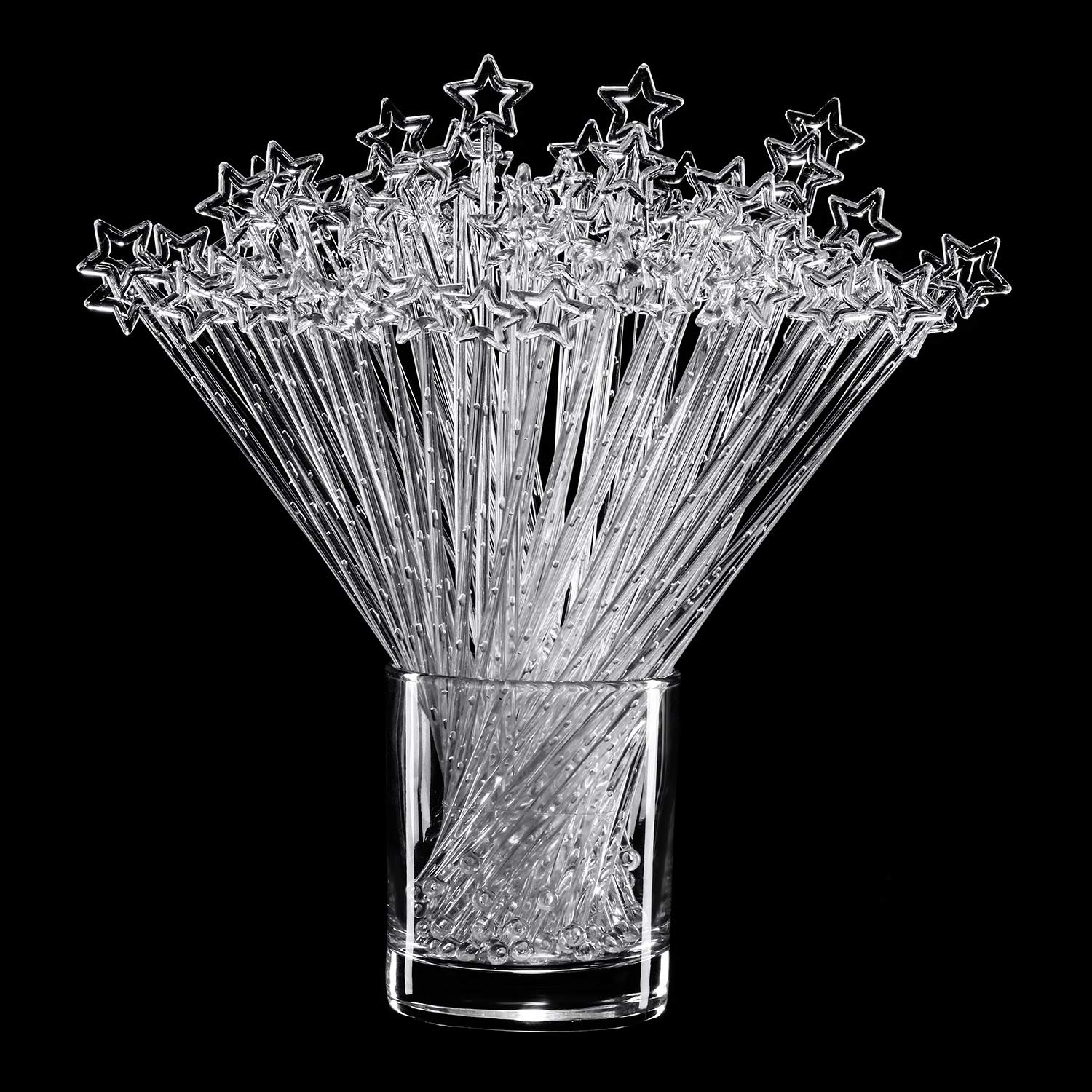 Photo 1 of 100 Pieces 9.1 Inch Star Top Swizzle Sticks Disposible Plastic Star Top Crystal Swizzle Sticks (Clear)