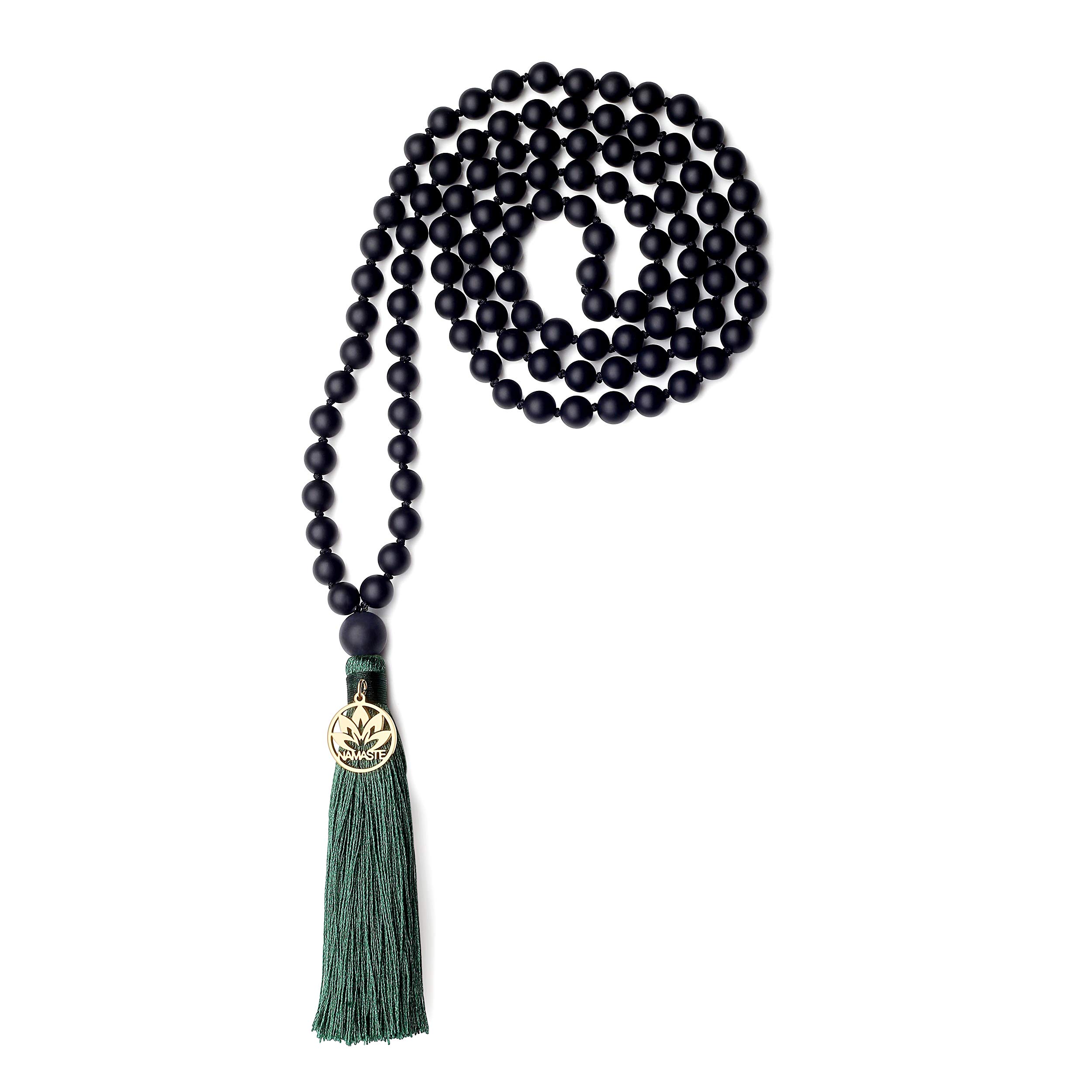 COAI Hand Knotted Tassel Matte Onyx Stone 108 Mala Beads Necklace โ image 1