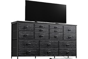 ENHOMEE Dresser TV Stand with Power Outlets 60" TV Stand for Bedroom with 16 Drawers Long Dresser for Bedroom Entertainment Center with Storage Media TV Console Table 51.1''W*11.8''*34.8''