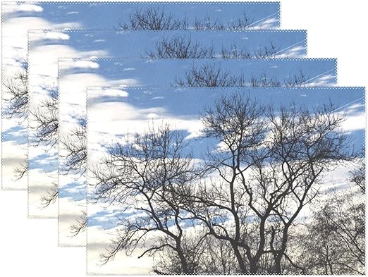 Amazon Com Aikening Tree Gnarled Aesthetic Branches Sky Clouds Nature Placemats Set Of 4 Heat Insulation Stain Resistant For Dining Table Durable Non Slip Kitchen Table Place Mats Home Kitchen