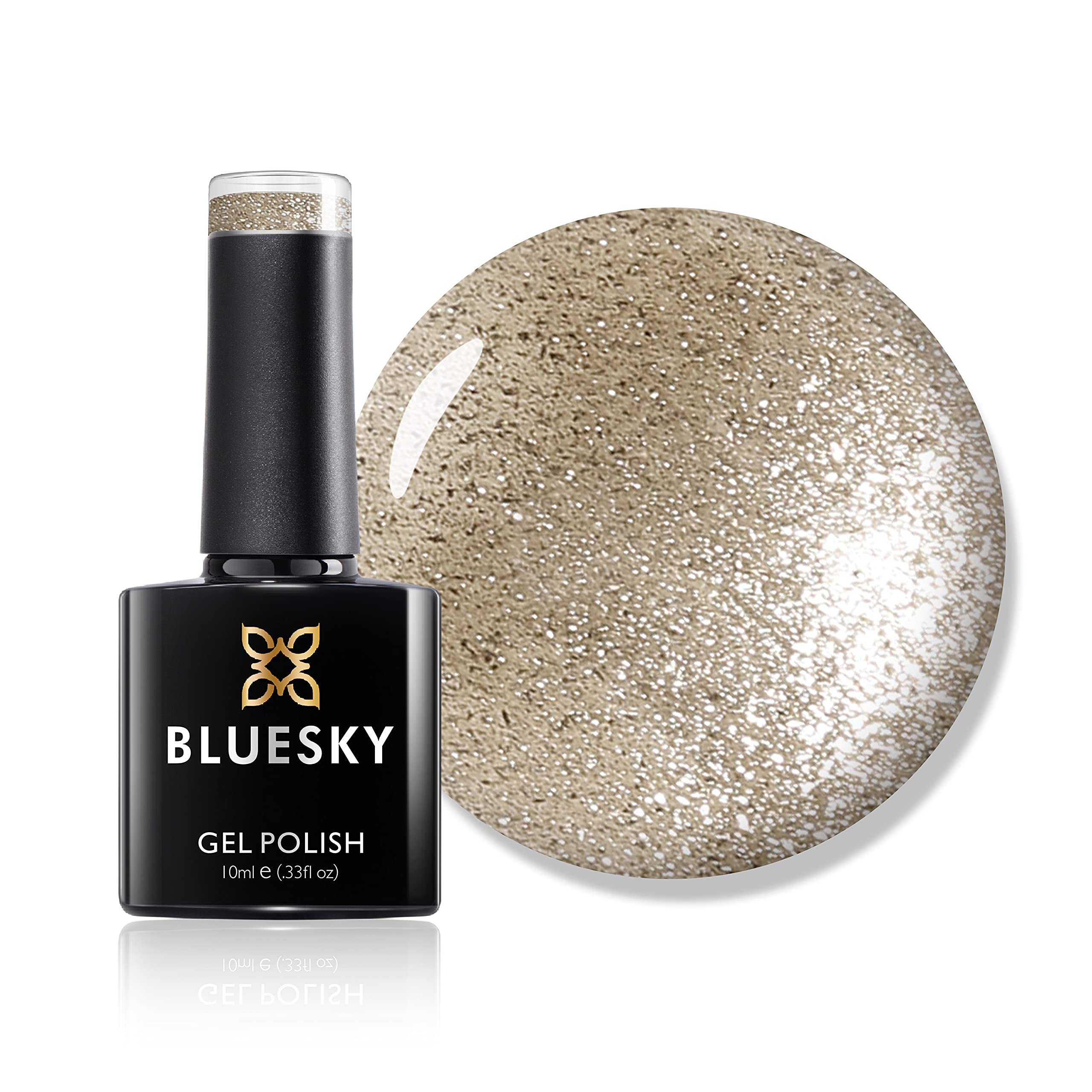 Bluesky Gel Nail Polish, Iced Glaze A056, Silver Gold Glitter, Long Lasting, Chip Resistant, 10 ml (Requires Drying Under UV LED Lamp)