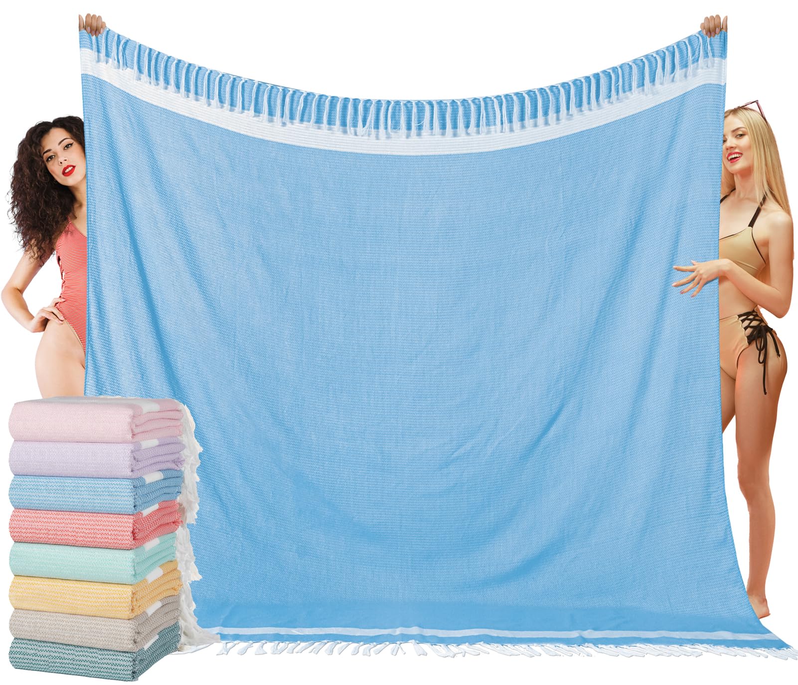 Photo 1 of Oversized Turkish Beach Towel Blanket XXL Cotton Sandproof Towels Boho Woven Extra Large Big Sand Free Giant Throw Thick Blankets Huge Quilt XL Picnic Camping Necessities Cloud For Adult GiftsLPNPMEZ0781626
