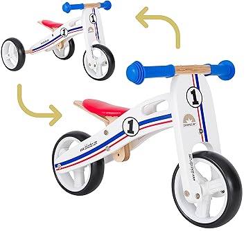 BIKESTAR Sehr leichtes Mini Kinder Laufrad Holz Lauflernrad mit DREI Rädern für Jungen und Mädchen ab 1 – 1,5 Jahre ? 2 in 1 