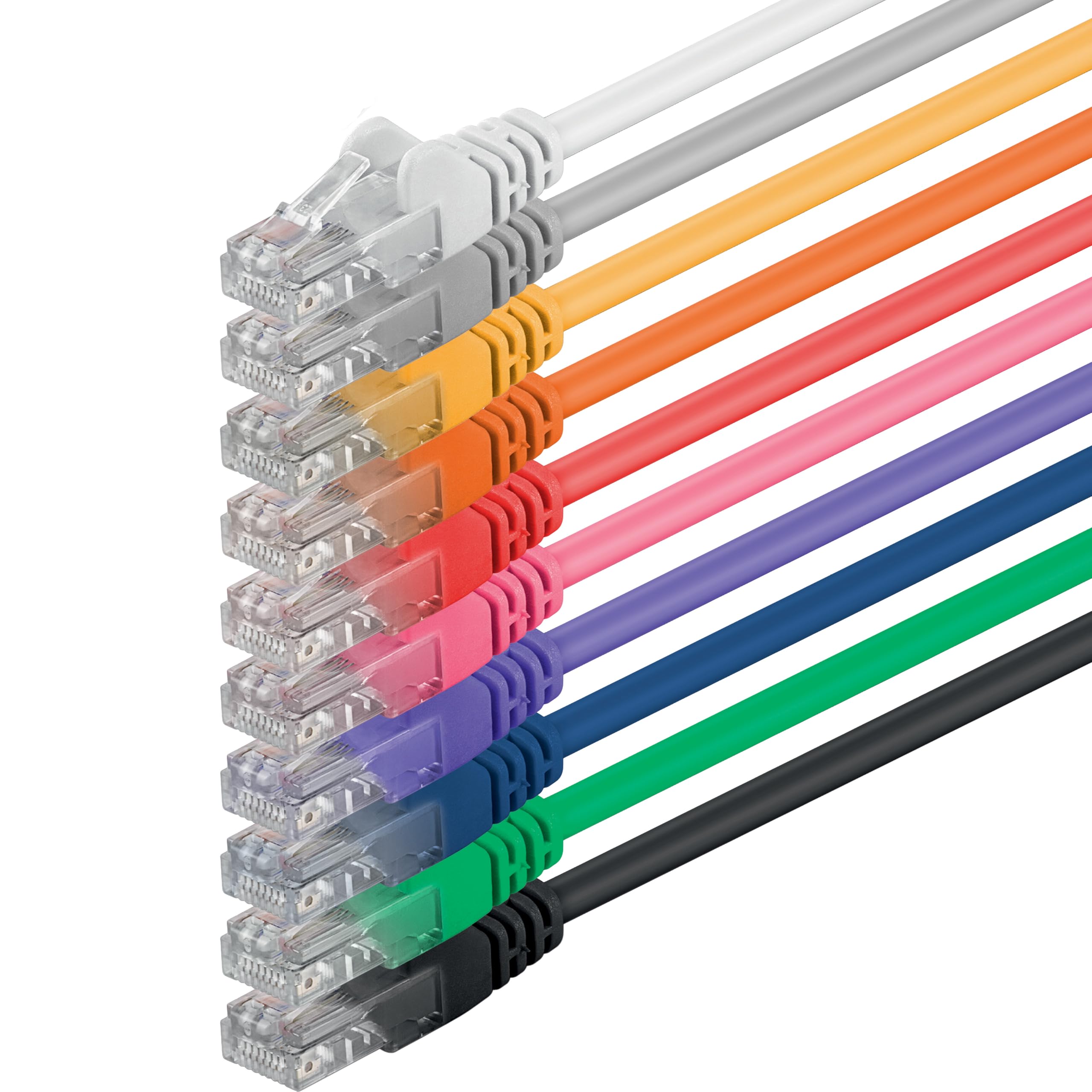 1aTTack.de 5m - 10 Colors - (PACK) - CAT.6 CAT6 Ethernet Lan Network Cable 1000 Mbps Patch Cable