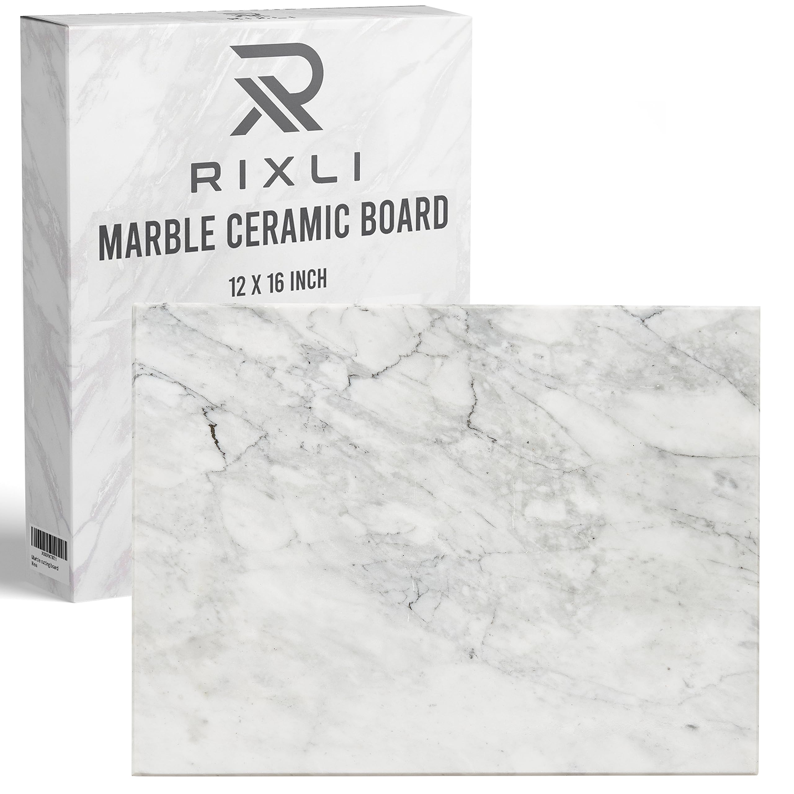 Photo 1 of Kitchen Marble Stone Cutting Board - Marble Cutting & Charcuterie Board of 16 x 12 x 0.6 Inches, Non Slip Scratch Resistant Pastry Tray, Rectangular Serving & Chopping Slab for Countertop - White