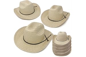 Podzly 72 Pieces 24" Straw Cowboy Hats - Western Style for Men & Women - Country Accessories for Cowgirl, Concerts, Birthdays, Events & More - Plain