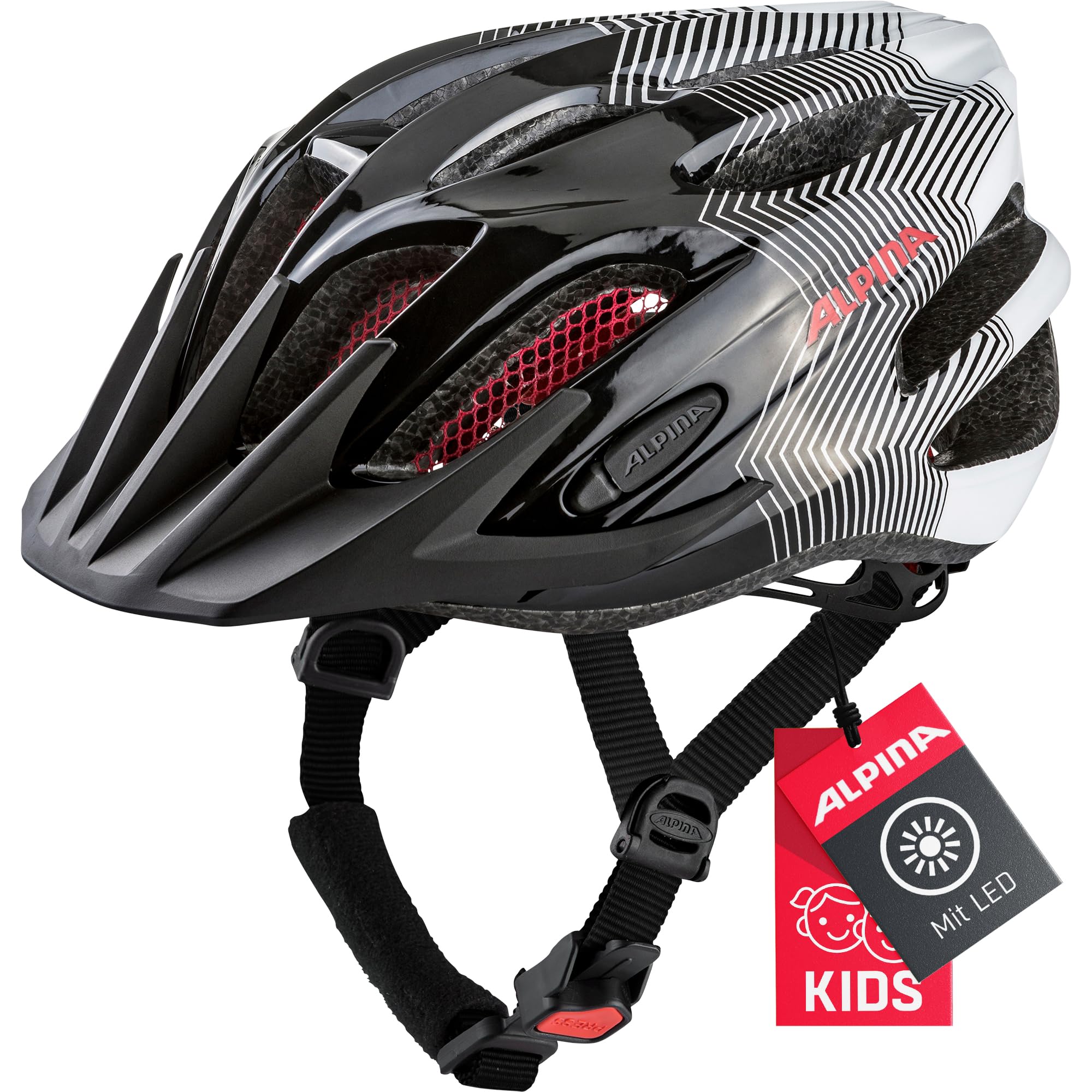 ALPINA Unisex - Children, FB JR. 2.0 cycling helmet, black-white-red, 50-55 cm