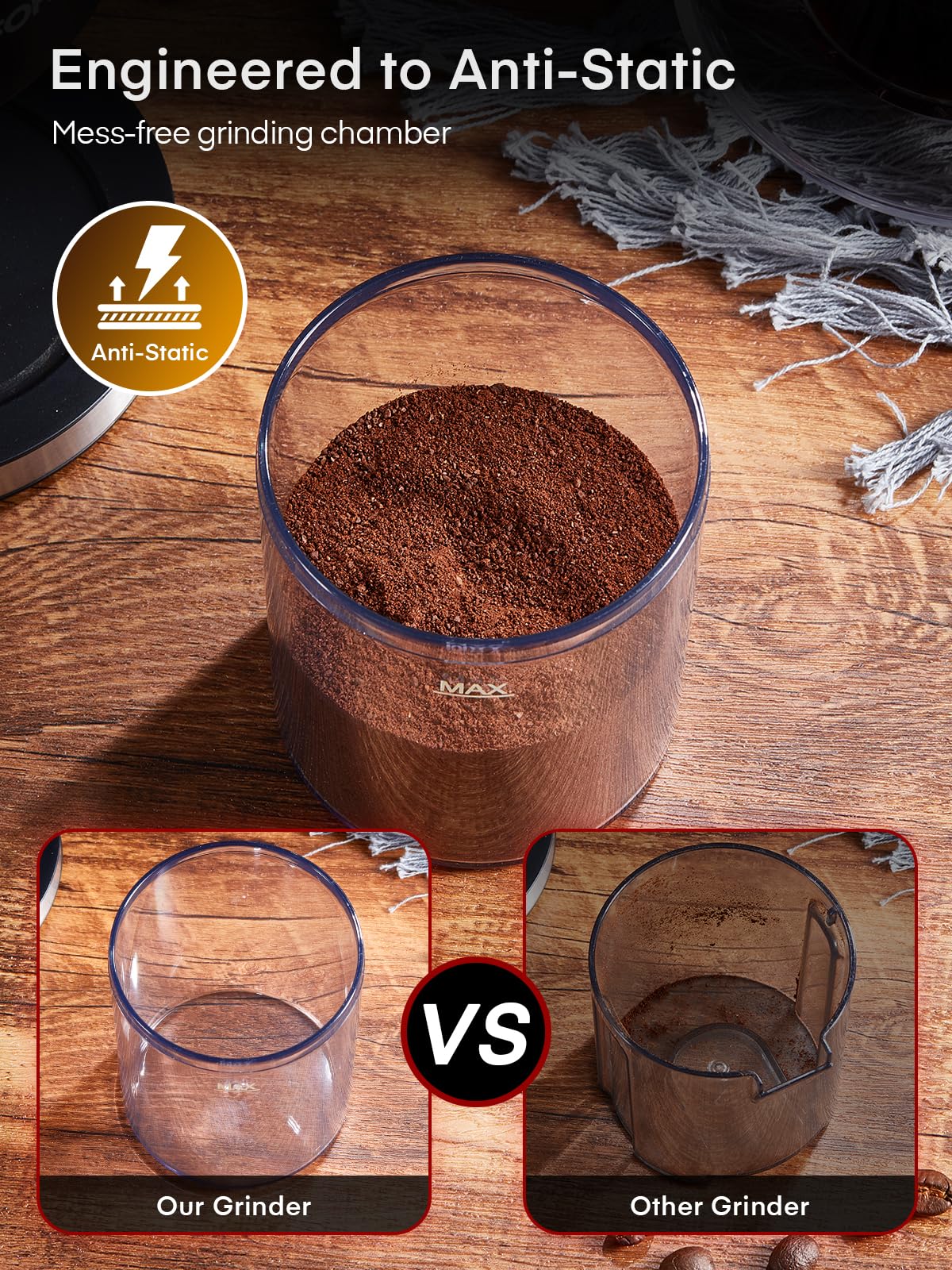 FOHERE Electric Burr Coffee Grinder, Adjustable Conical Burr Mill with 35 Precise Grind Setting, Anti-static, Cleaning Brush, for French Press, Drip Coffee, Espresso, Black