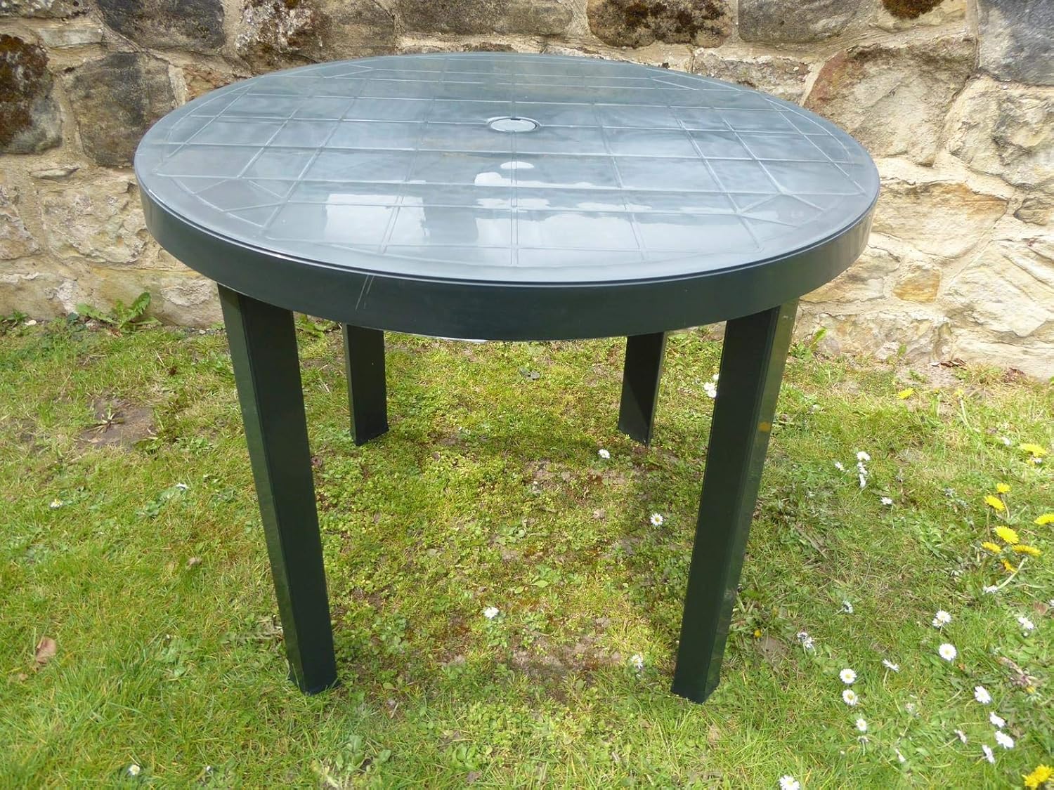 Tables Large 90cm Green Resin Round Garden Dining Table Parasol Hole