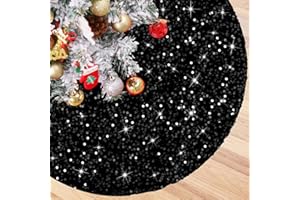 B-COOL Black Tree Skirt Christmas Tree Skirt 36 Inches Sequin Tree Skirt Velvet Tree Skirt Xmas Tree Decorations for Holiday 