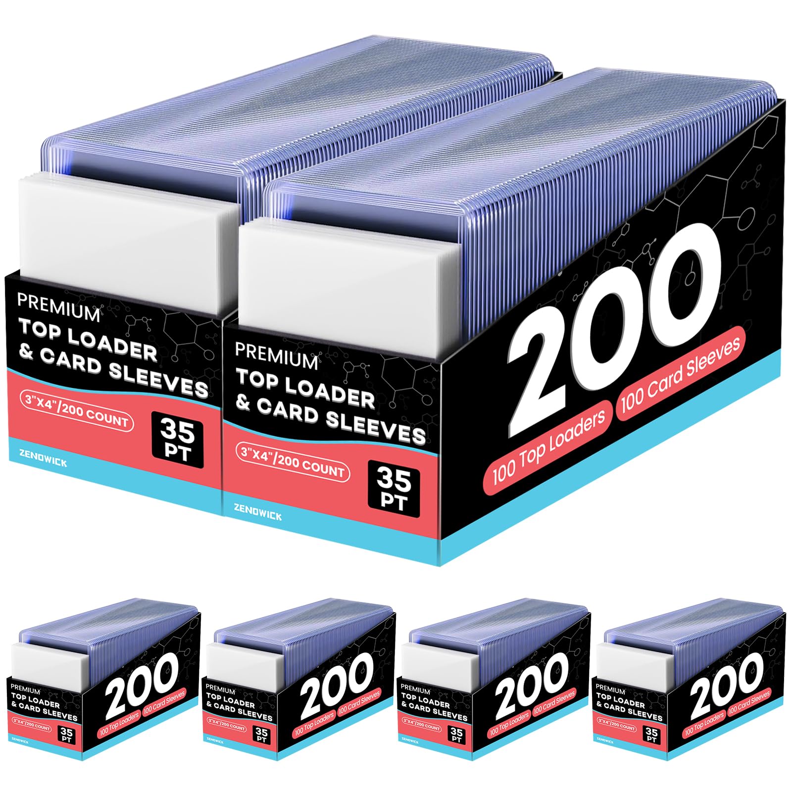 Photo 1 of 1200 Card Sleeves Top Loaders for Cards, 3" x 4" Hard Plastic Toploaders, Baseball Card Protectors, Trading Card Holder for Football Sports Cards (600 Toploaders + 600 Penny Sleeves)
