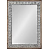 Kate and Laurel Deely Farmhouse Wood and Metal Wall Mirror, Rustic Brown