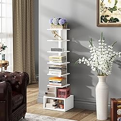 TUTOTAK Narrow Bookshelf, Vertical 8-Tier