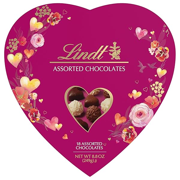 LINDT VALENTINE’S CLASSIC HEART ASSORTED GOURMET CHOCOLATE CANDY TRUFFLES, 8.8 OZ.