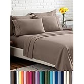 Bare Home Hotel Luxury King Sheet Set, Extra Soft - 6 Piece Set - Deep Pockets - Easy Fit - Cooling & Breathable - Wrinkle, Fade, Stain Resistant - Includes 4 Pillowcases (King, Taupe)