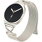 Metal Bands Compatible with Samusng Galaxy Watch 8 Band 40mm 44mm/Galaxy Watch 8 Classic Band 46mm, Stainless Steel Mesh Breathable Magnetic Clasp Strap for Galaxy 8/8 Classic Women Men,Starlight