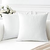 OTOSTAR Linen Throw Pillow Covers Set of 2 Decorative Square Pillowcases Cushion Covers 20x20 Inch for Home Decor Sofa Bedroom Car 50 x 50 CM Pure White
