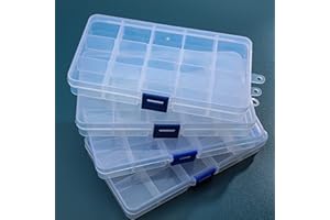 Snowkingdom Plastic Grid Box Storage Organizer Case for Display Collection with Adjustable Dividers - 4 PCS x 15 Grid